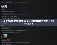 DOTA中文維基關(guān)閉了，你的DOTA世界還剩下什么？