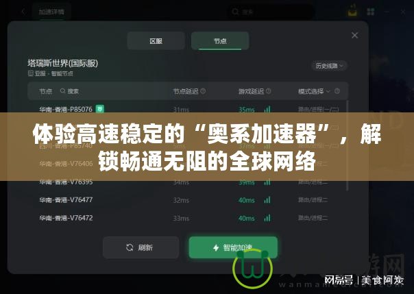 體驗高速穩(wěn)定的“奧系加速器”，解鎖暢通無阻的全球網(wǎng)絡