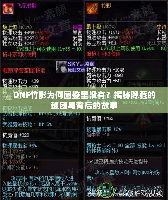 DNF竹影為何圖鑒里沒有？揭秘隱藏的謎團(tuán)與背后的故事