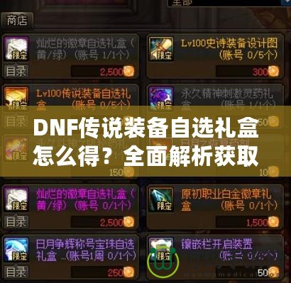 DNF傳說(shuō)裝備自選禮盒怎么得？全面解析獲取方式與技巧