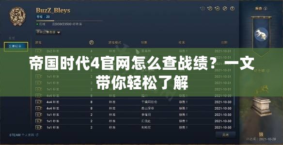 帝國時代4官網怎么查戰(zhàn)績？一文帶你輕松了解