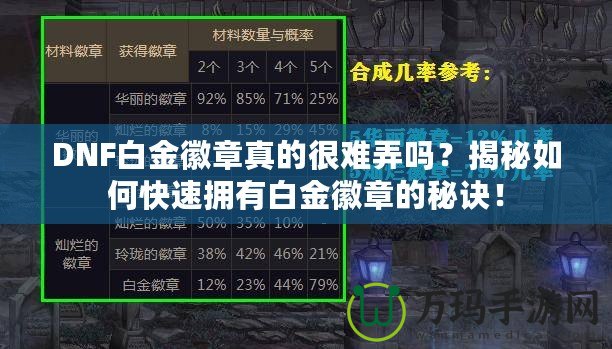 DNF白金徽章真的很難弄嗎？揭秘如何快速擁有白金徽章的秘訣！