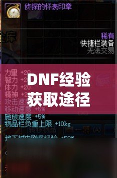 DNF經(jīng)驗獲取途徑解析：輕松升級，快速提升！