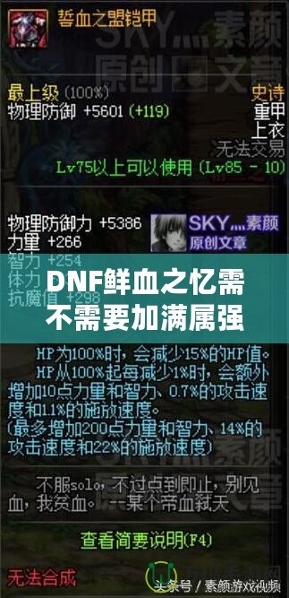 DNF鮮血之憶需不需要加滿屬強(qiáng)？揭秘真正的最佳搭配