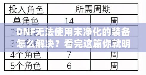 DNF無(wú)法使用未凈化的裝備怎么解決？看完這篇你就明白了！