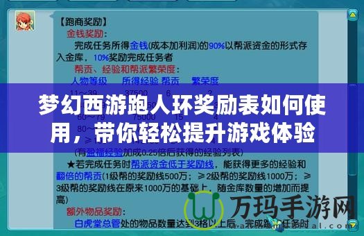 夢(mèng)幻西游跑人環(huán)獎(jiǎng)勵(lì)表如何使用，帶你輕松提升游戲體驗(yàn)