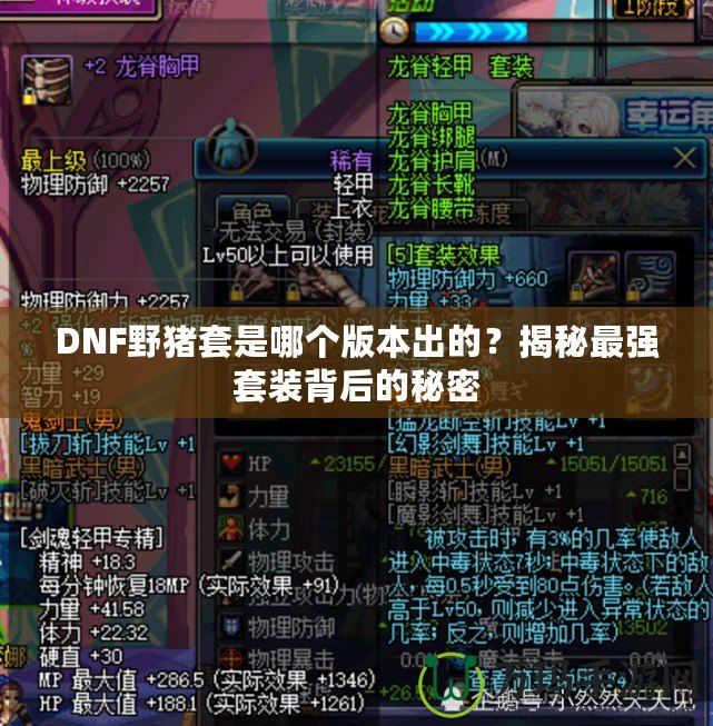 DNF野豬套是哪個(gè)版本出的？揭秘最強(qiáng)套裝背后的秘密