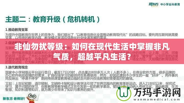 非仙勿擾等級(jí)：如何在現(xiàn)代生活中掌握非凡氣質(zhì)，超越平凡生活？