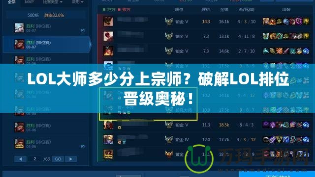 LOL大師多少分上宗師？破解LOL排位晉級(jí)奧秘！