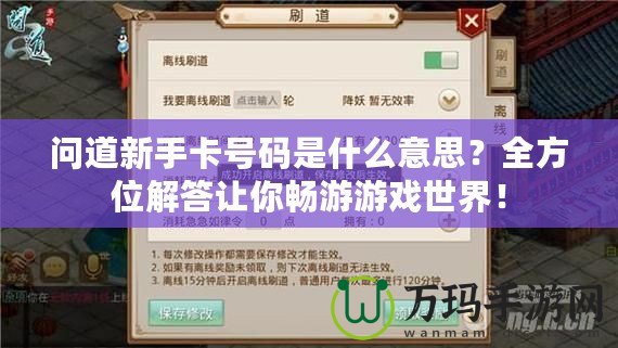 問道新手卡號(hào)碼是什么意思？全方位解答讓你暢游游戲世界！