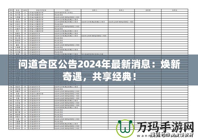 問(wèn)道合區(qū)公告2024年最新消息：煥新奇遇，共享經(jīng)典！