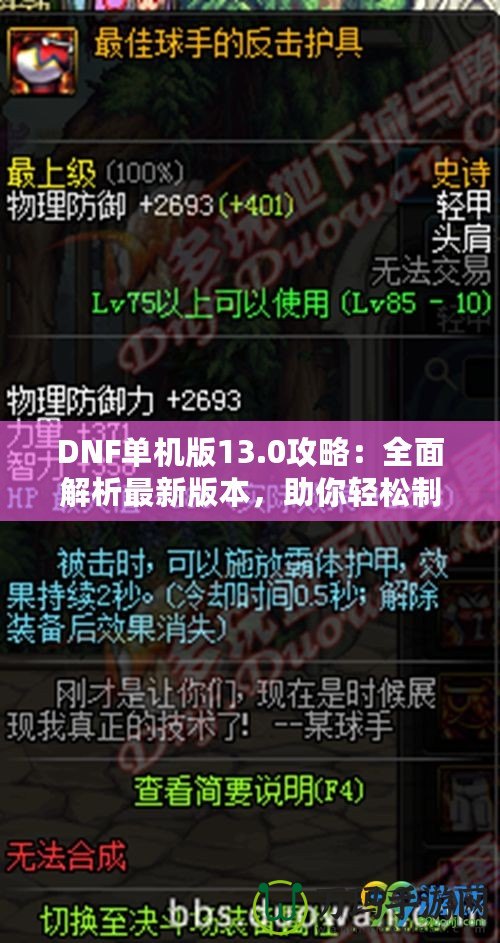 DNF單機版13.0攻略：全面解析最新版本，助你輕松制霸地下城！