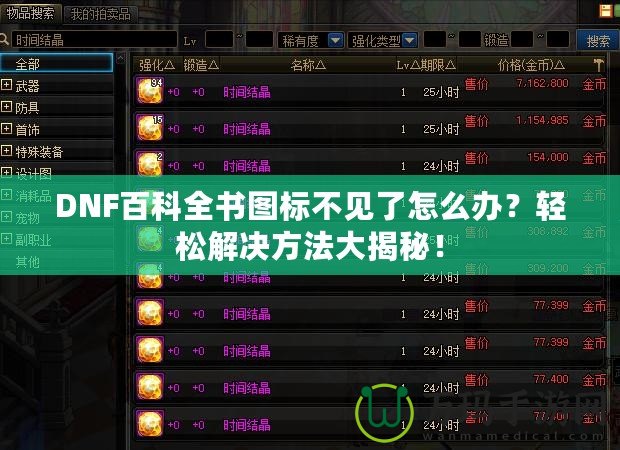 DNF百科全書圖標(biāo)不見了怎么辦？輕松解決方法大揭秘！