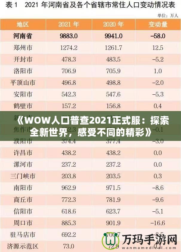 《WOW人口普查2021正式服：探索全新世界，感受不同的精彩》