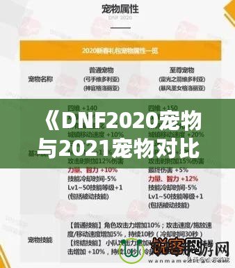 《DNF2020寵物與2021寵物對比分析，哪個更值得擁有？》