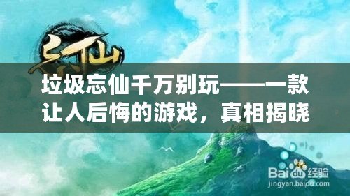 垃圾忘仙千萬(wàn)別玩——一款讓人后悔的游戲，真相揭曉！