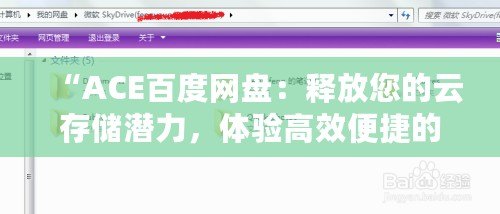 “ACE百度網(wǎng)盤：釋放您的云存儲(chǔ)潛力，體驗(yàn)高效便捷的數(shù)字生活”