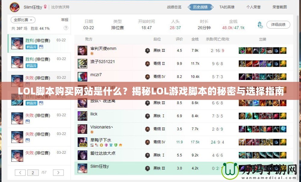 LOL腳本購買網(wǎng)站是什么？揭秘LOL游戲腳本的秘密與選擇指南