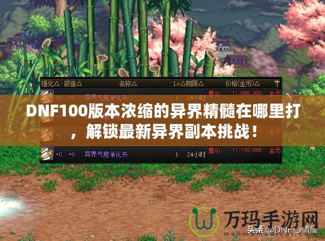 DNF100版本濃縮的異界精髓在哪里打，解鎖最新異界副本挑戰(zhàn)！