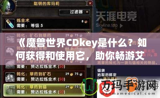 《魔獸世界CDkey是什么？如何獲得和使用它，助你暢游艾澤拉斯》