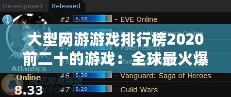 大型網游游戲排行榜2020前二十的游戲：全球最火爆的網絡游戲盤點