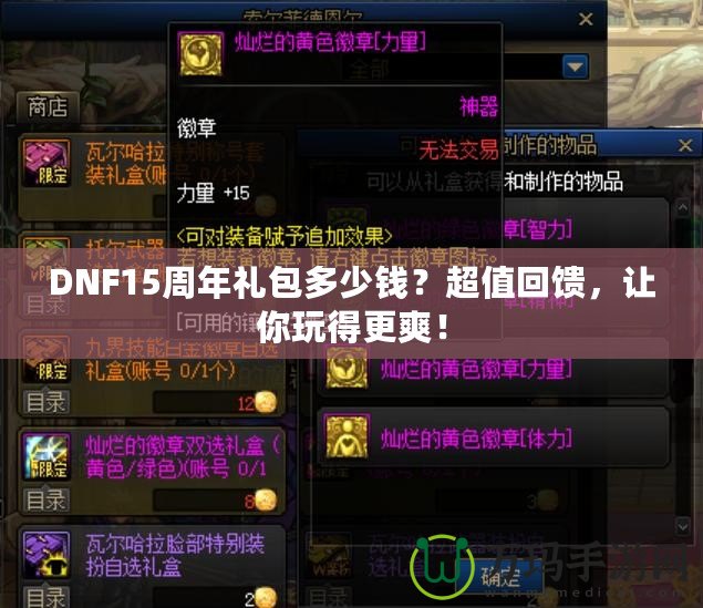 DNF15周年禮包多少錢？超值回饋，讓你玩得更爽！