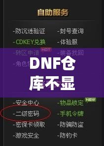 DNF倉(cāng)庫(kù)不顯示密碼怎么設(shè)置？輕松解決你的煩惱！