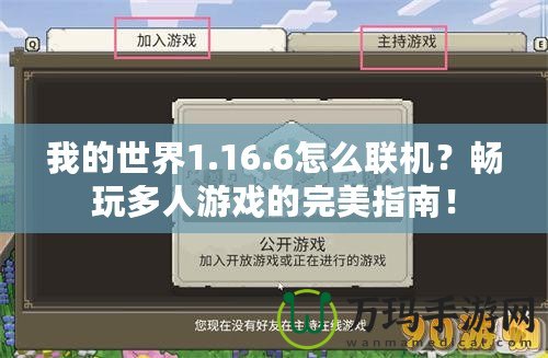 我的世界1.16.6怎么聯(lián)機(jī)？暢玩多人游戲的完美指南！